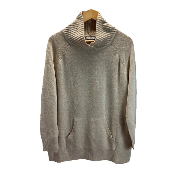 Vince Tunic Sweater Med Wool Yak Khaki Tan Kangaroo Pocket‎ Minimalist Capsule - Picture 1 of 7